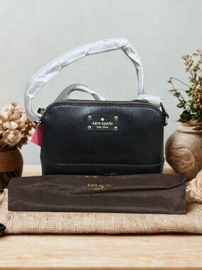 Kate Spade Black Dome Satchel Crossbody Bag New w Dust Bag